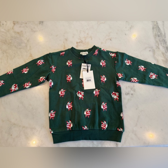 Miles The Label NWT Green Swearshirt with Santa Print - Picture 1 of 5
